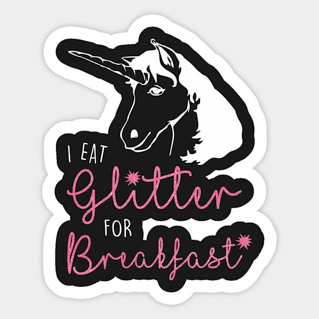 I Eat Glitter Unicorn - Dark Sticker by jennyk